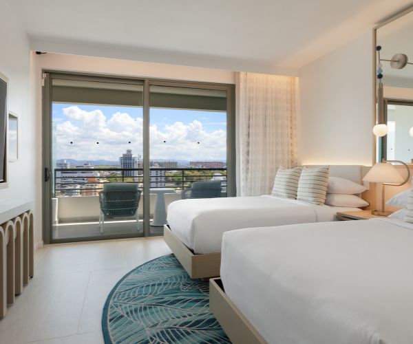 bedroom with city view