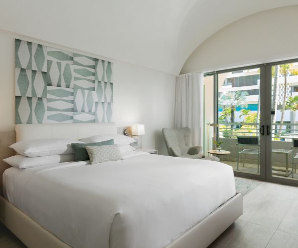 Guest room with view of the resort