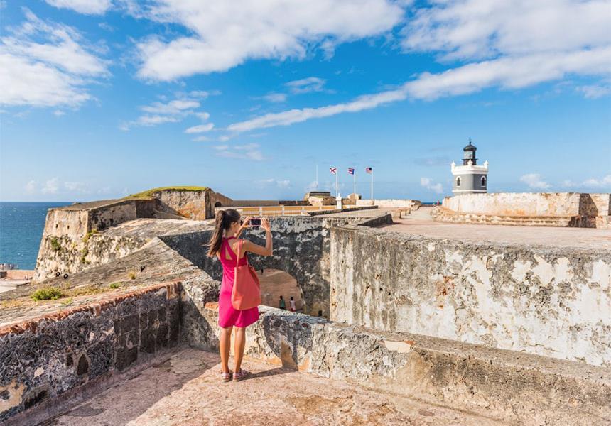 Woman sight seeing. 