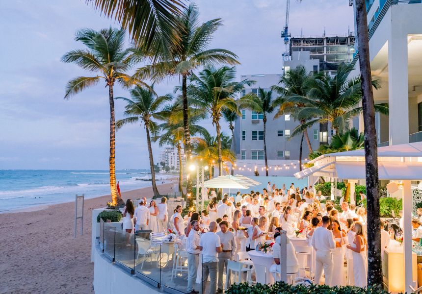 A rehearsal space set up by the beach