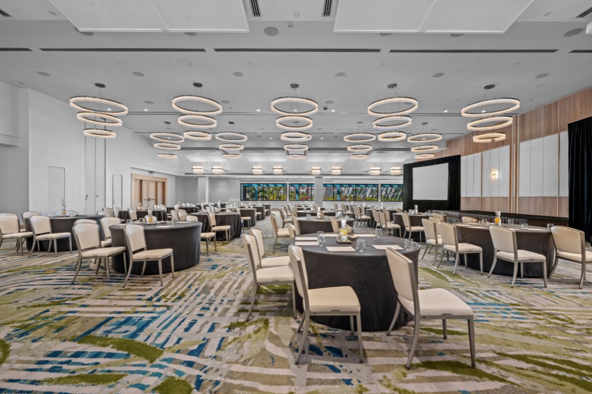 La Concha Nereidas Ballroom with tables and chairs set up for meeting