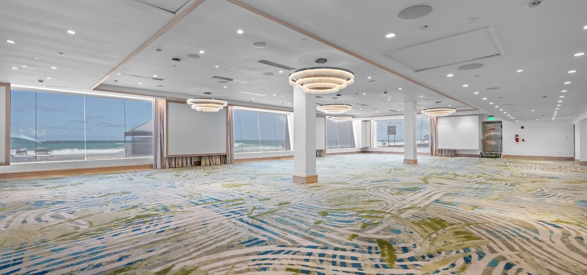 A picture of a seating area with blue lights