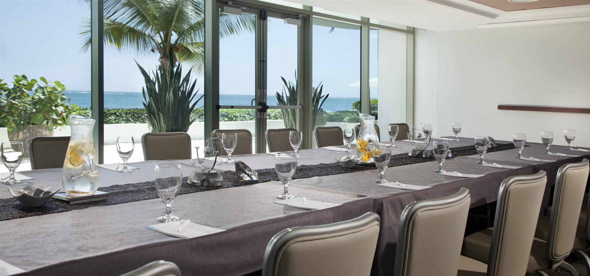 A meeting room with a good view of ocean