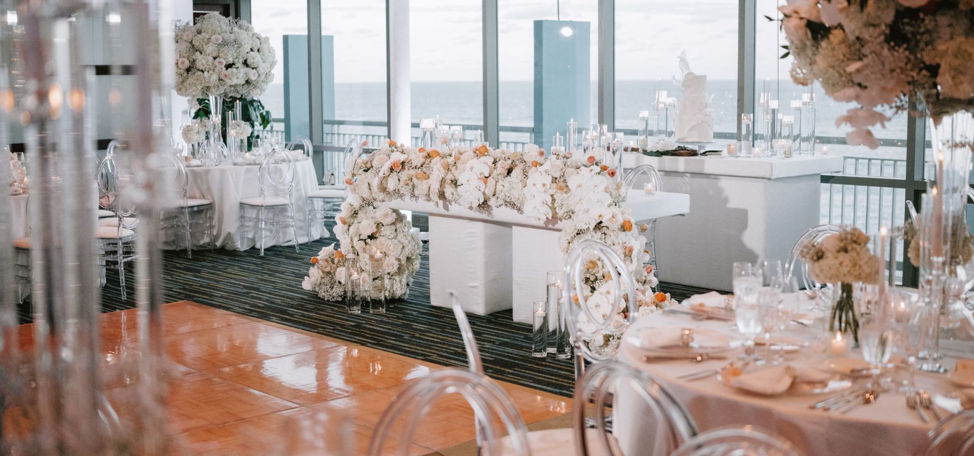 A venue with a rooftop view of the ocean