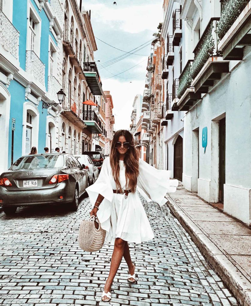 Girl in Old San Juan in White Dress