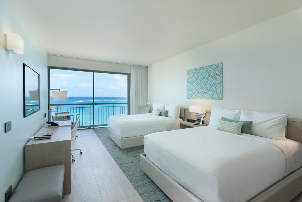 double bed guest room with ocean view
